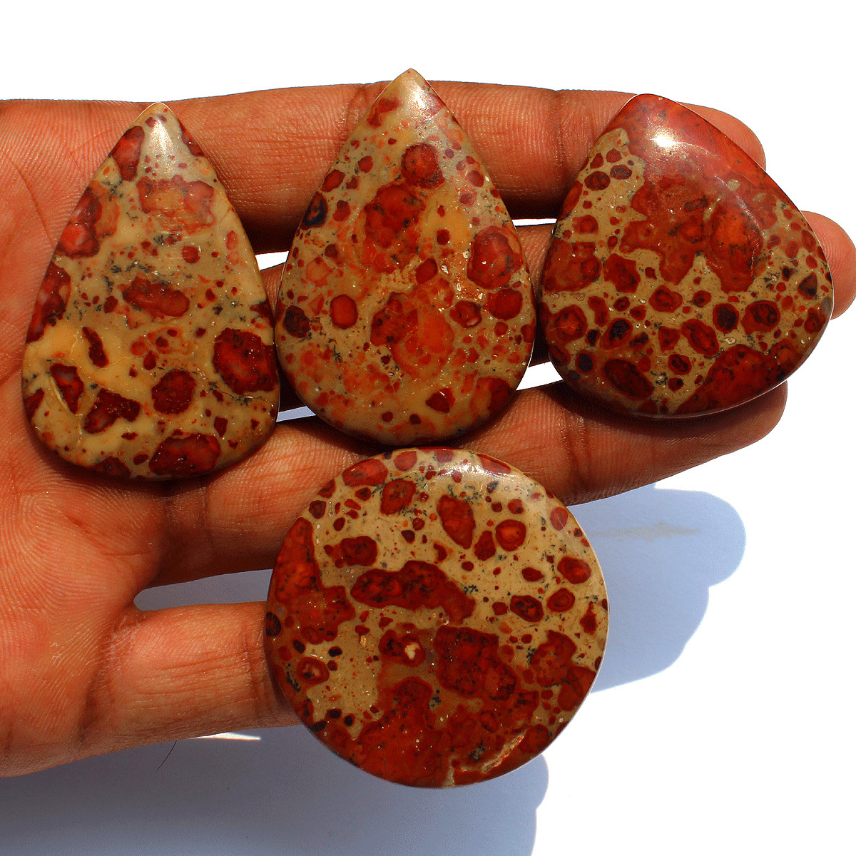 4 Pcs Natural Asteroid Jasper Untreated 41.7mm-48mm Cabochon Loose Gemstones Lot