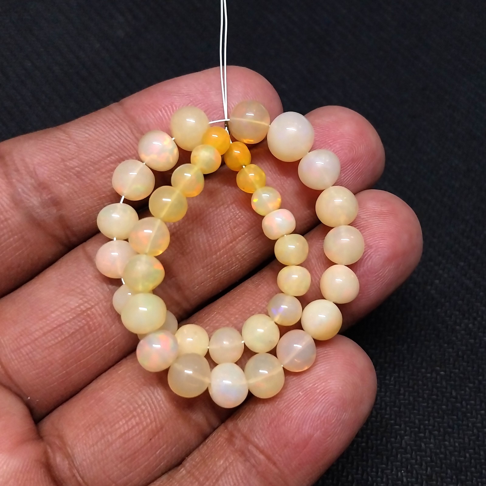 33 Carat 4.5 to 8 MM Natural Smooth Ethiopian Opal Ball Shape 8 inch Beads