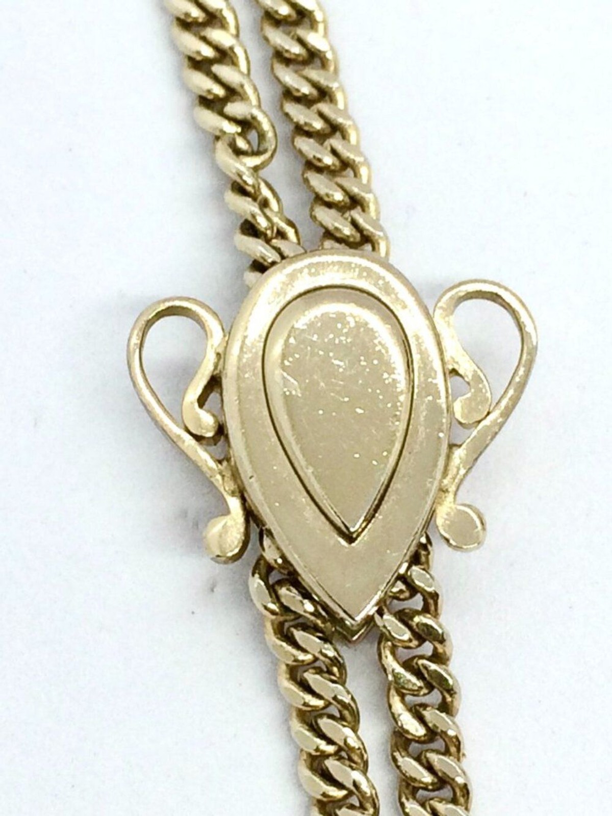 VICTORIAN REVIVAL NECKLACE Adjustable Slider Fob Albert Chain Gold Tone Vintage