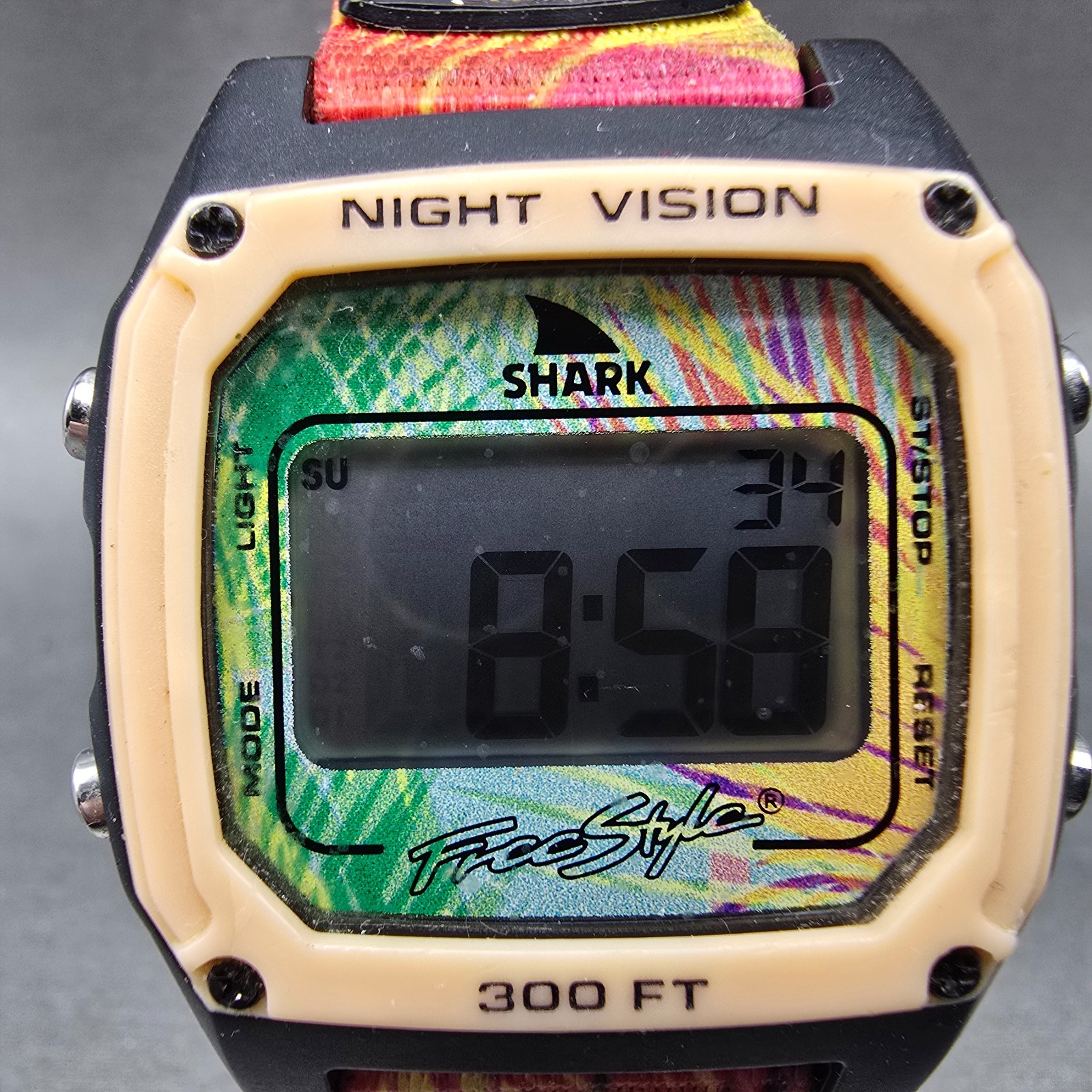Freestyle Shark Aloha Tiki Peach Watch Men 38mm Digital Pink Green Blue New Batt