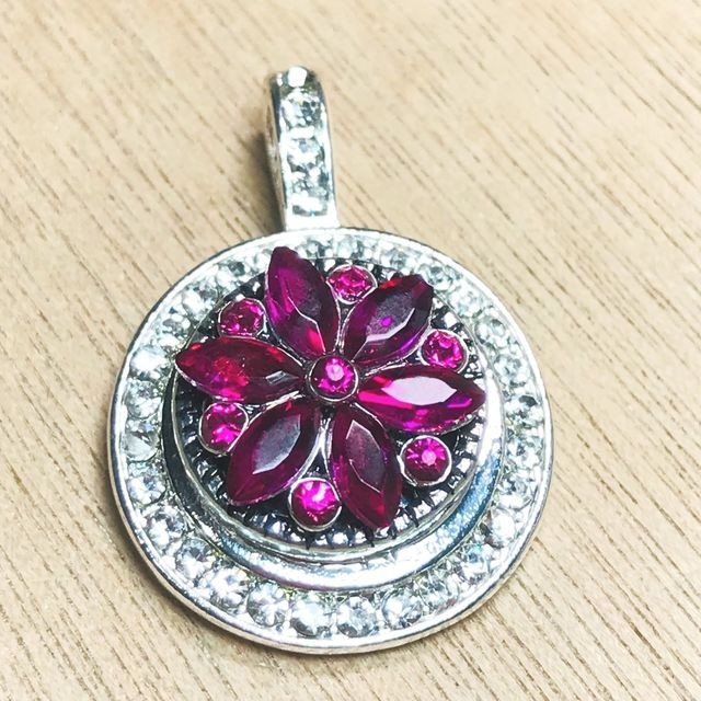 Mini Snap Jewelry Rhinestone Pink Flower fits 12mm Petite Ginger Accessories NEW