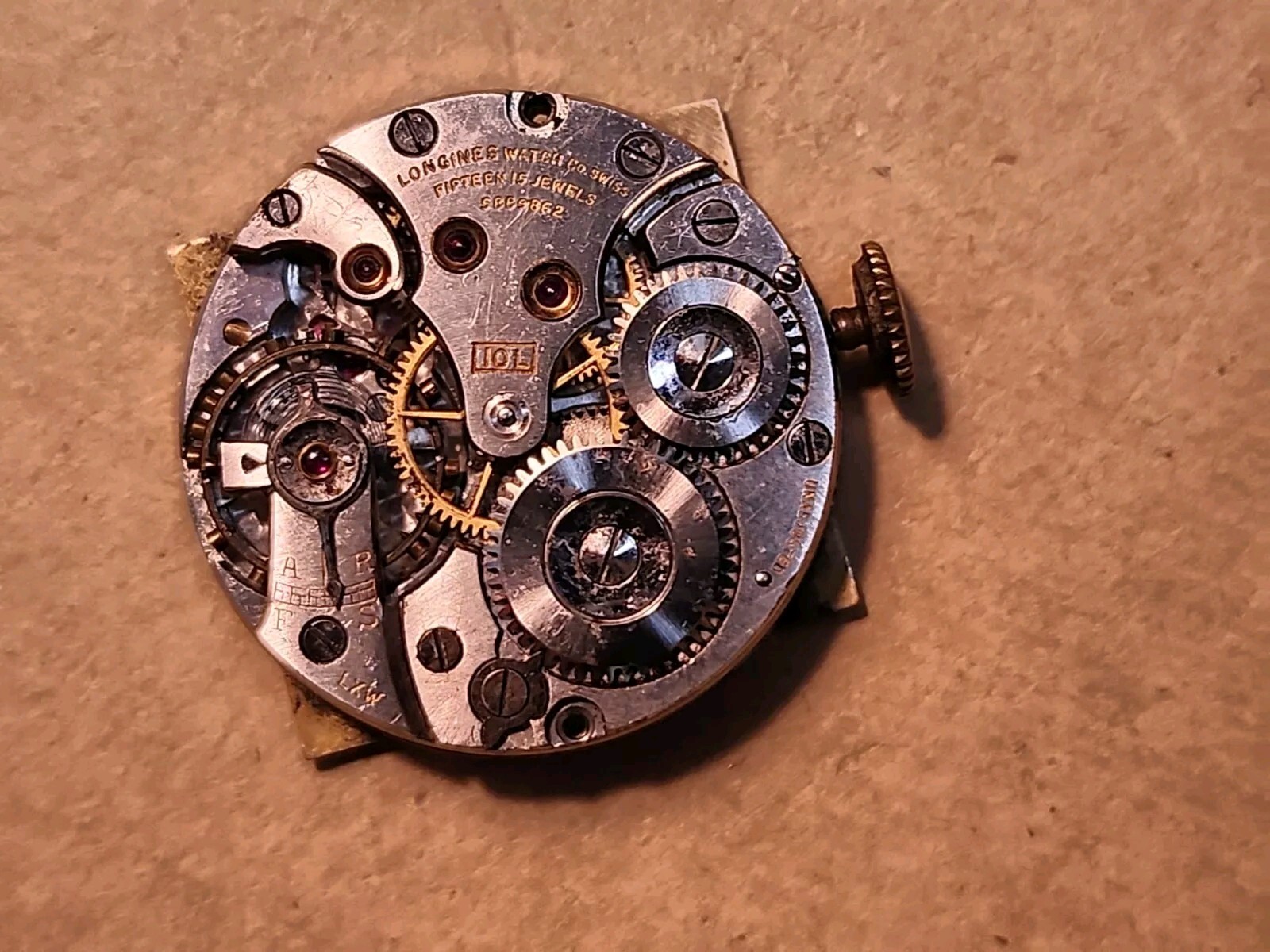 1940’s Longines 10L 10K Yellow GF Hinged Lug Driver’s Watch For Parts/Repairs