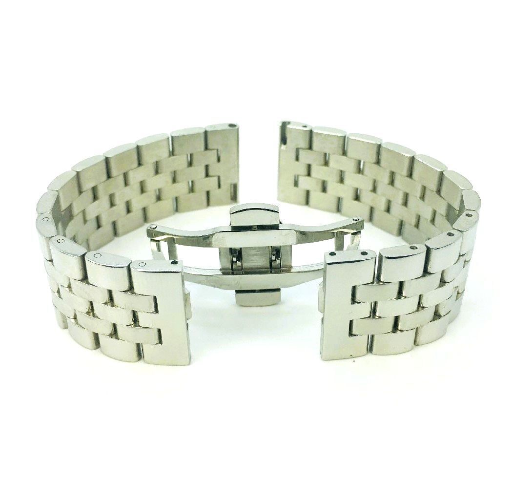 Metal Steel 5 Beads Silver Tone Quick Release and Curved End Watch Band #7061