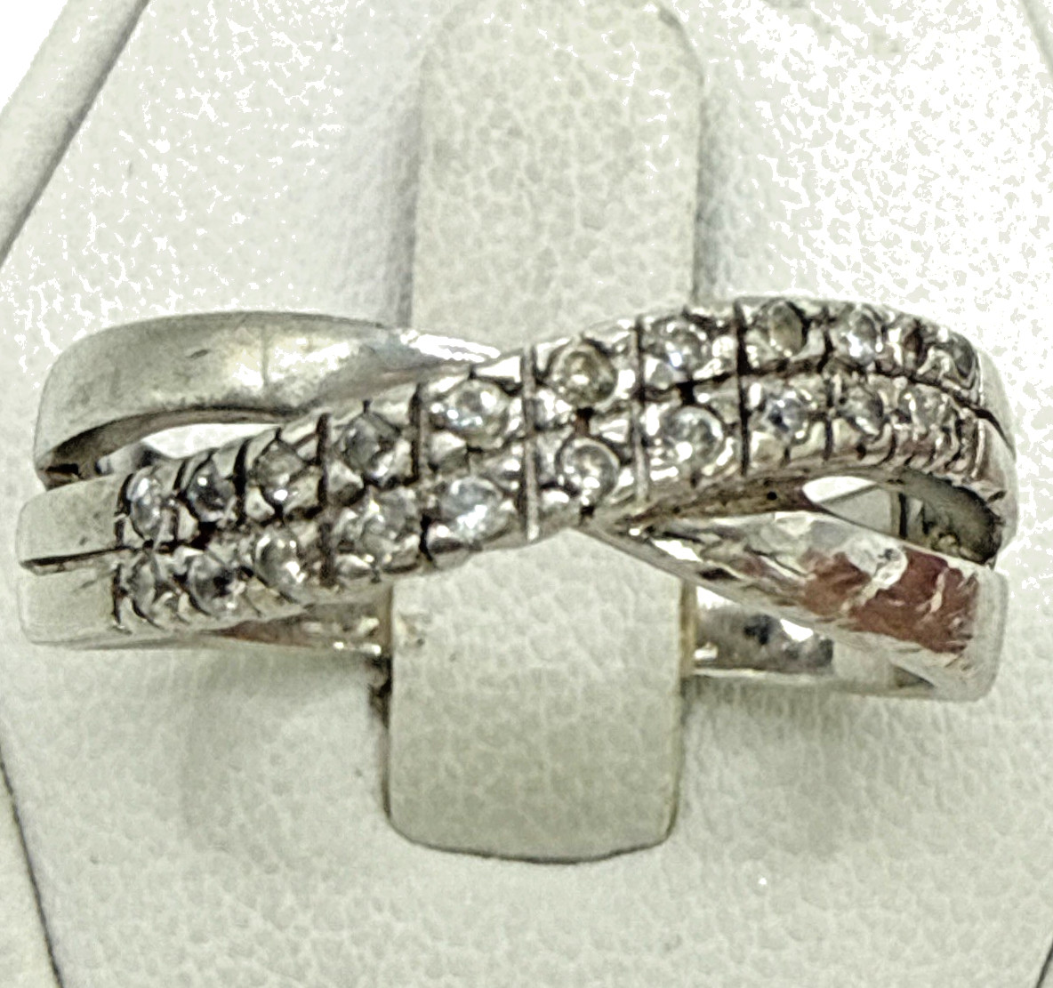 STUNNING .925 Vintage Sterling Silver Estate Ring Size 8.75 w-Colorless stone