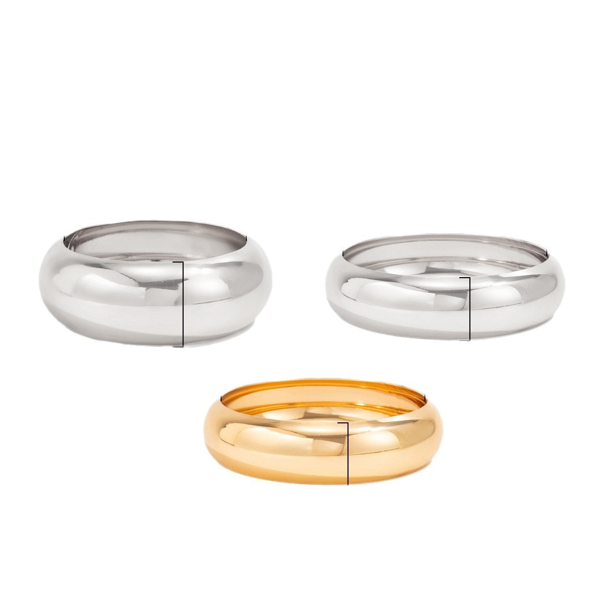 Gold Bangle Bracelet Set 4Pcs Chunky Smooth Curved Geometric Fashion Jewelry