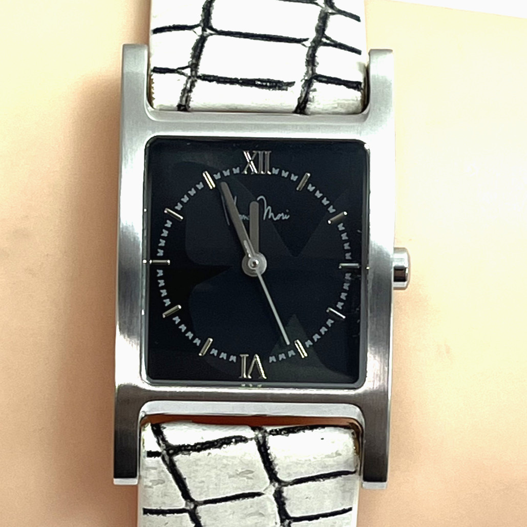Sony Wena Hanae Mori Three Hand Square WH-T13/B Japan Leather Strap W/Box#B876