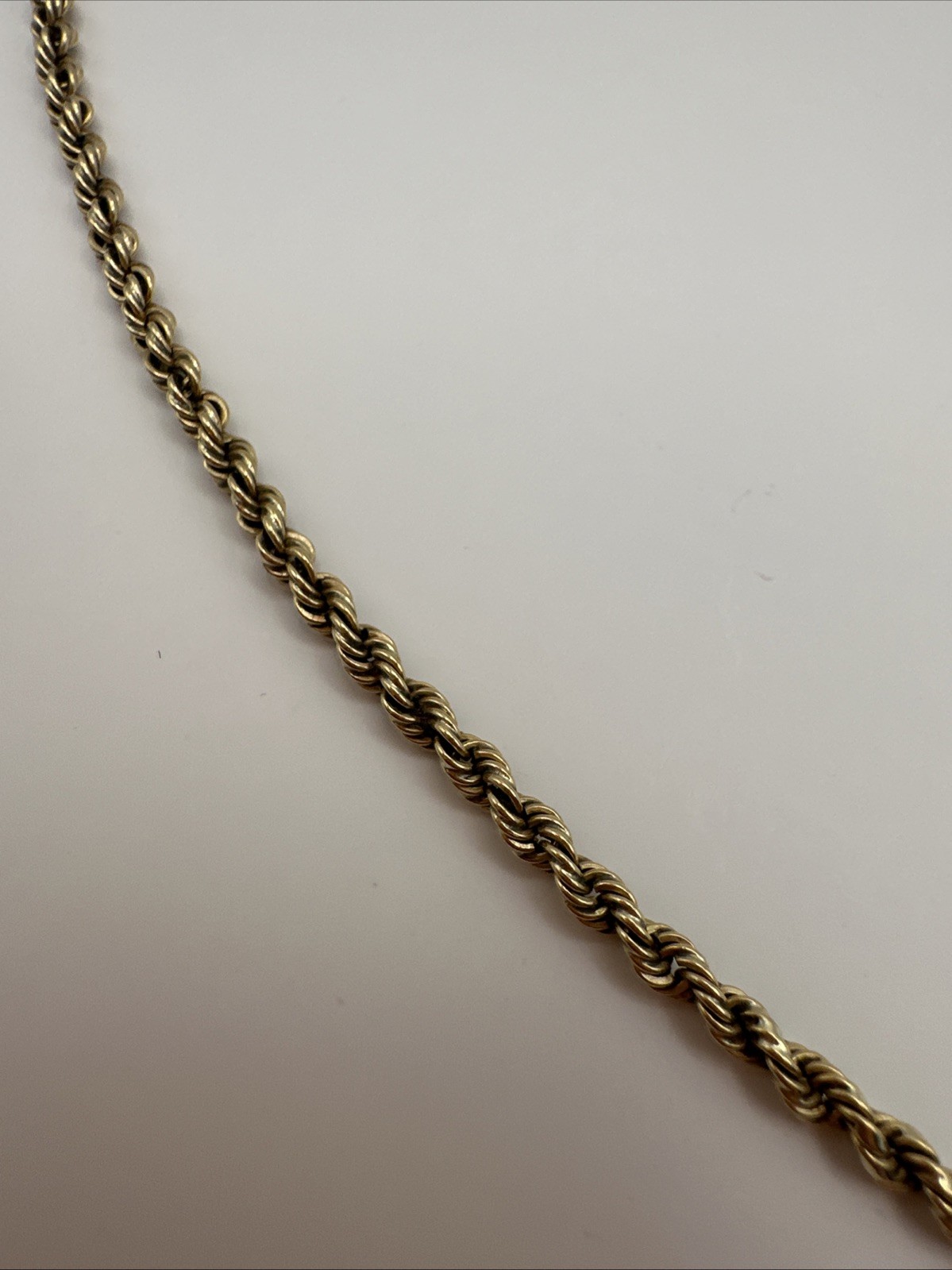 46.5cm 10.3g Vintage Hallmarked 9ct Rope Twist Chain Solid Gold Necklace 375 9K
