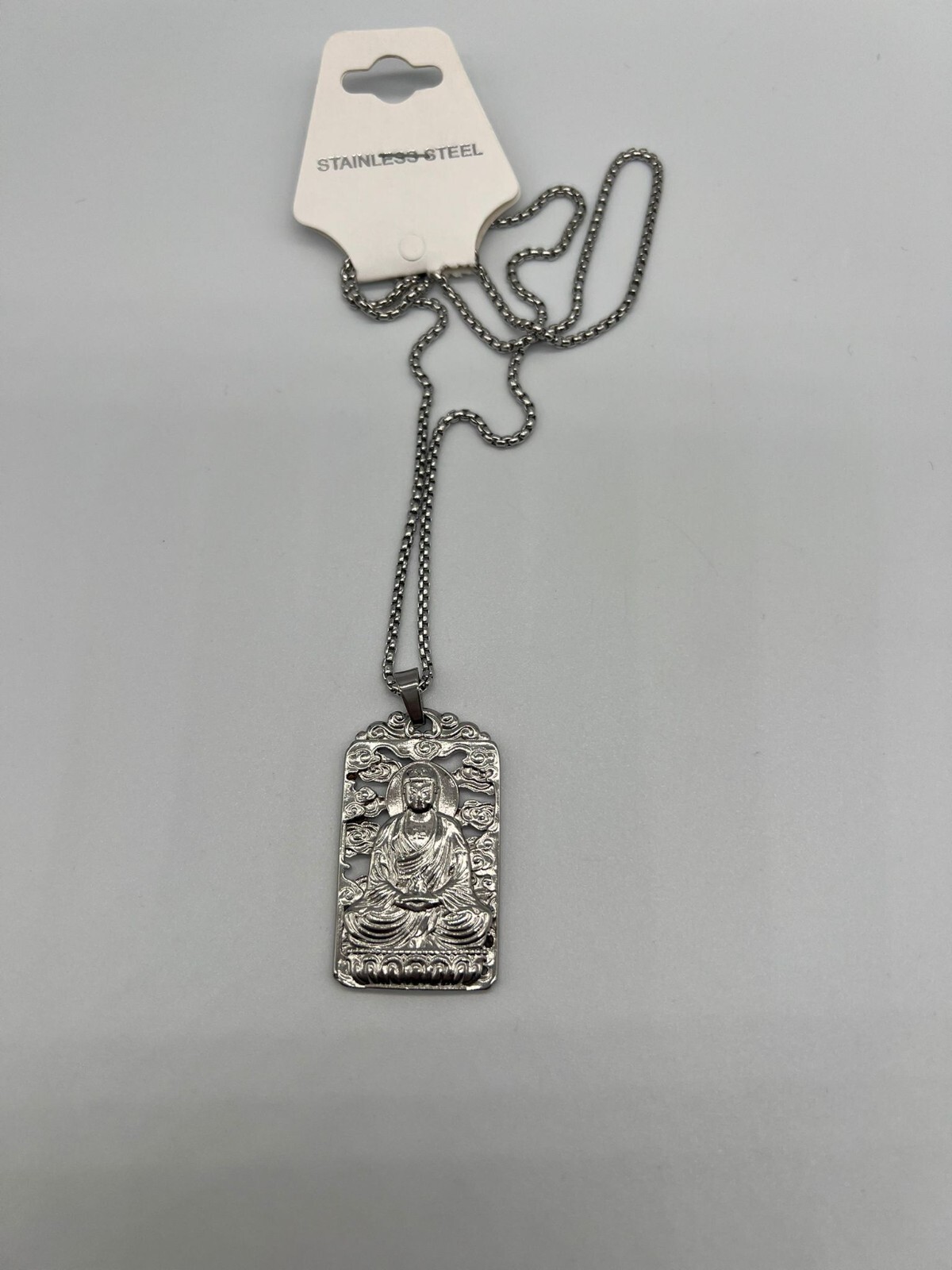 Stainless Steel Tibetan Big Buddha Pure Argentum Patron Saint Pendant
