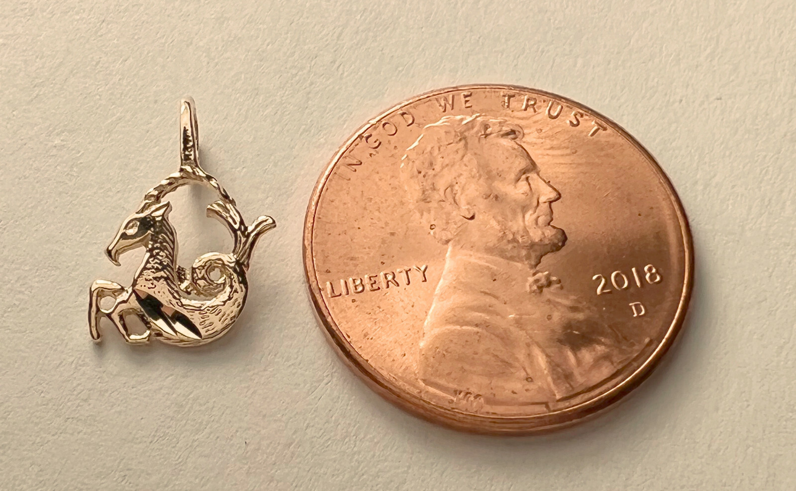 New 14k Yellow Gold Capricorn Zodiac Sign Charm Pendant