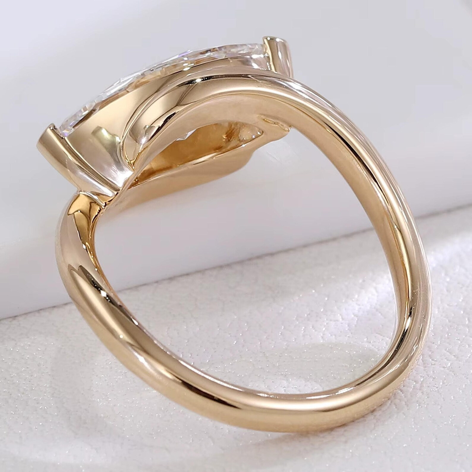 2.00 Ct Marquise Cut Lab Grown Diamond Bypass Shank Engagement Ring IGI 14k Gold