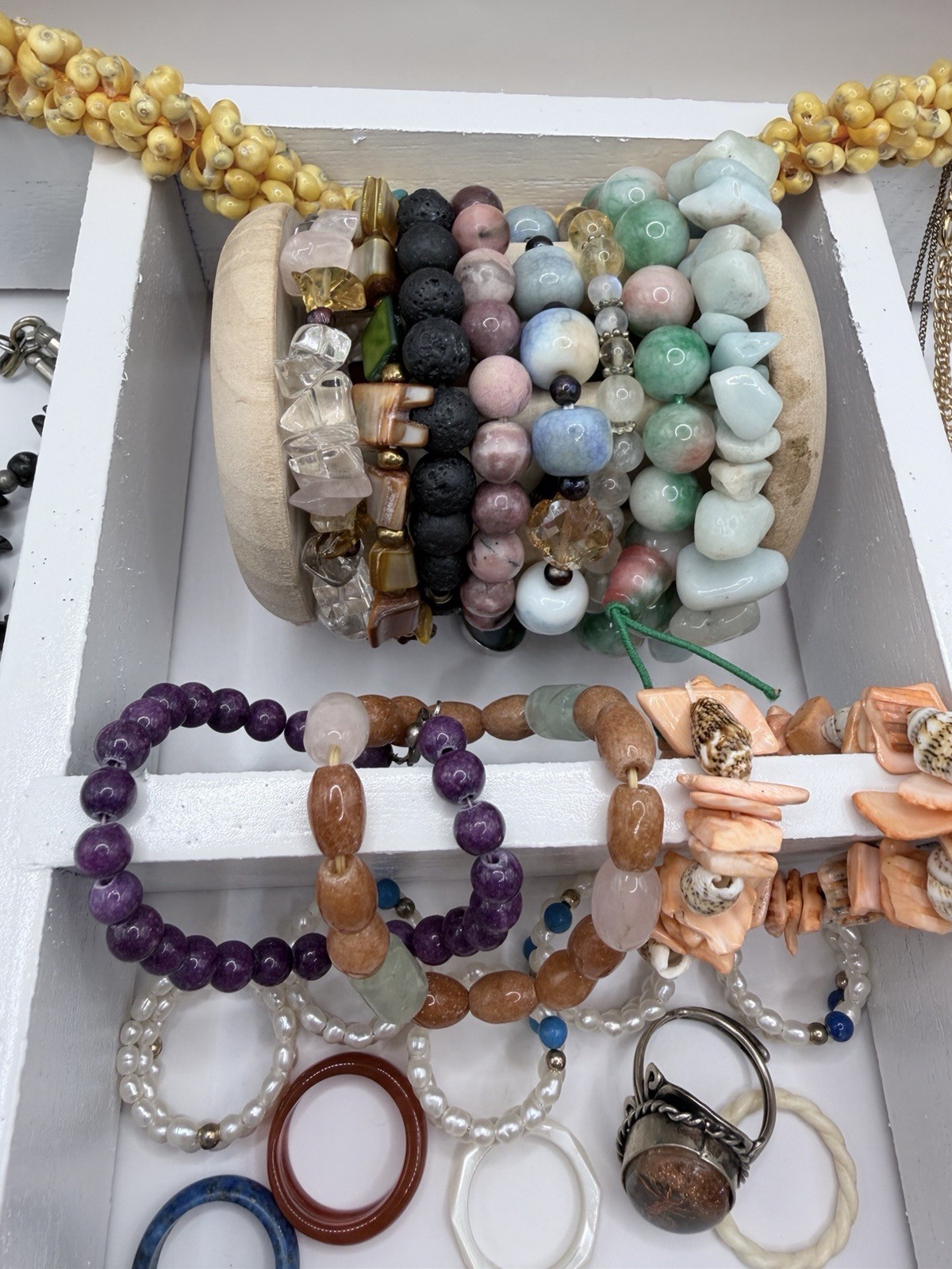 Vintage Natural Gemstone And Shell Lot Of 31 Pieces- Pearl, Shell, And More