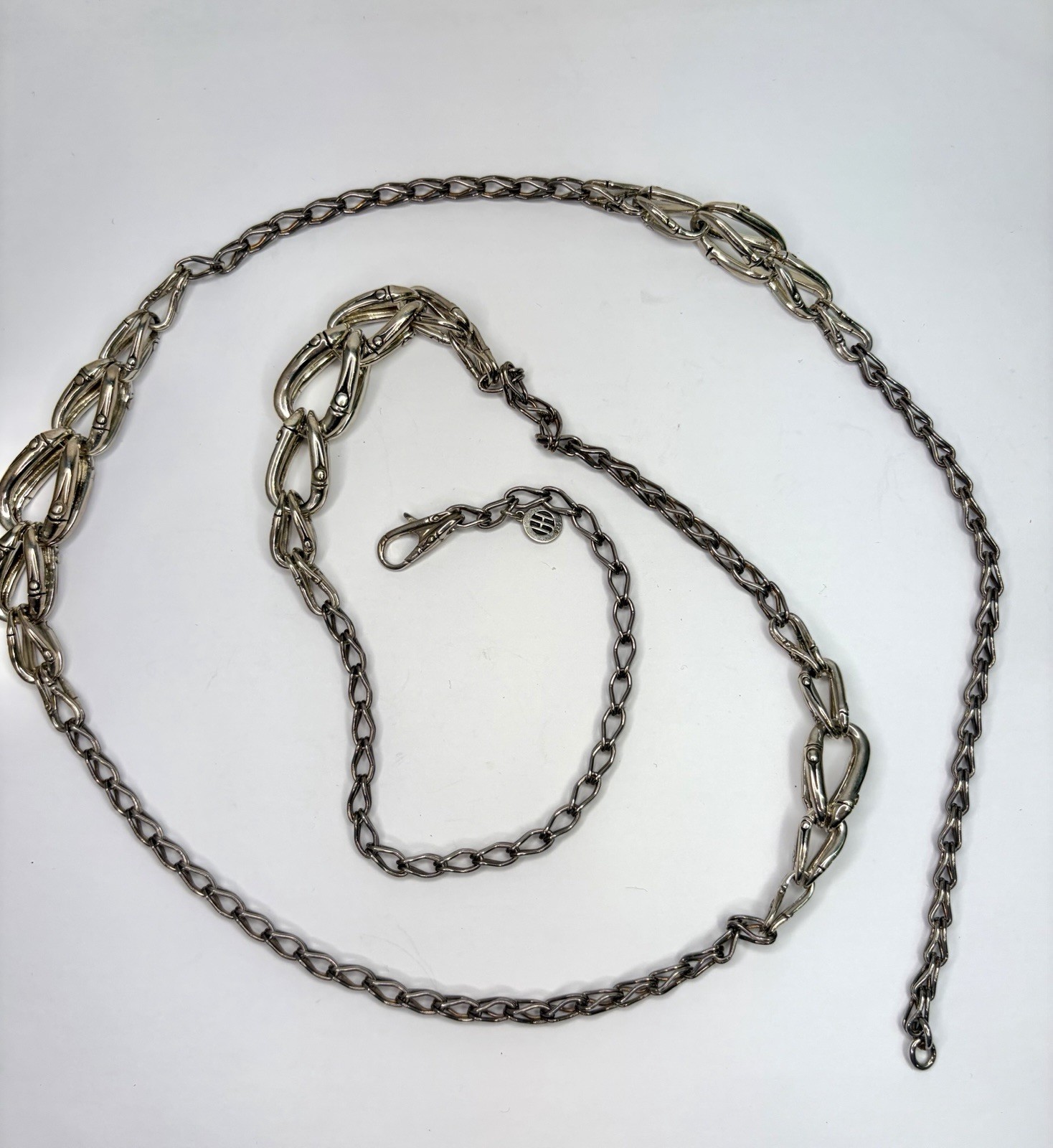 John Hardy Sterling Silver Oval Link Bamboo Collection Sautoir Necklace 35.5″