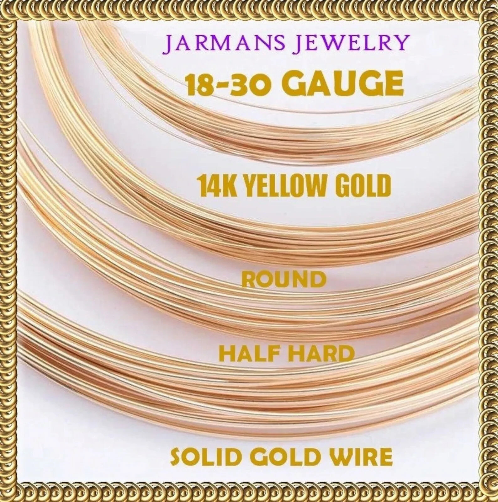 BEST USA MADE SOLID 14K YELLOW GOLD ROUND WIRE 18-30 Gauge 1/2 Hard :) GODSPEED