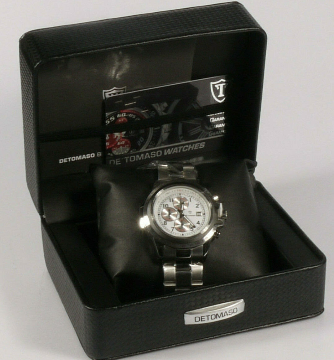 PRL) DETOMASO CHRONOGRAPH STEEL WRIST WATCH MONTRE QUARTZ WRIST WATCH