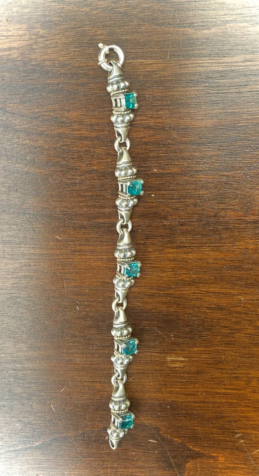 LAGOS CAVIAR Blue Topaz Sterling Silver 18k Gold Bracelet & Earrings Set