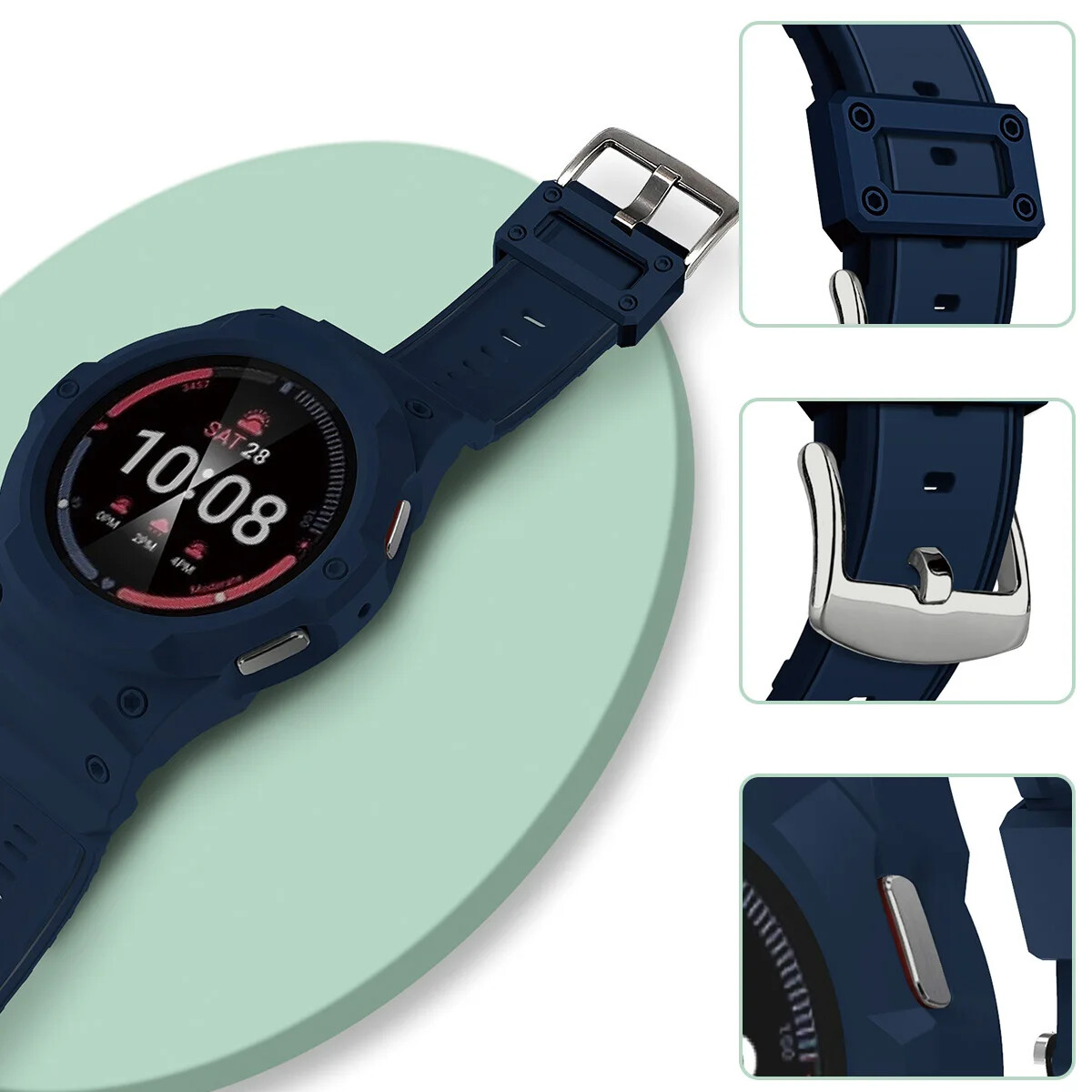 Silicone Strap+PC Case for Samsung Galaxy Watch 7/6/5/4/FE 40MM 44MM New Mod Kit