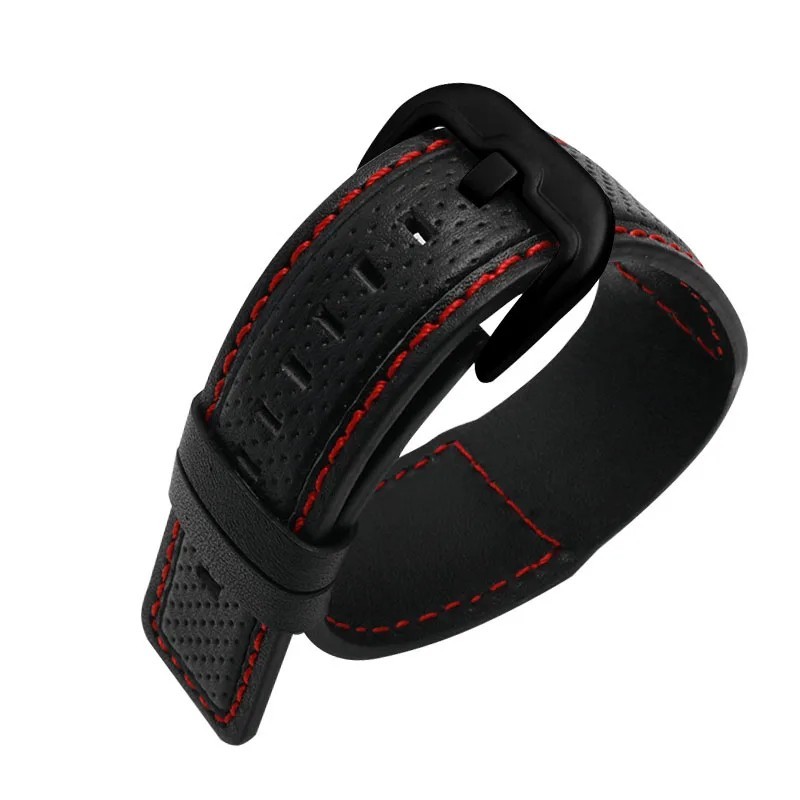 24mm Leather Watch Band Cowhide Strap Replacement Pin Buckle Wrist Bracelet Men