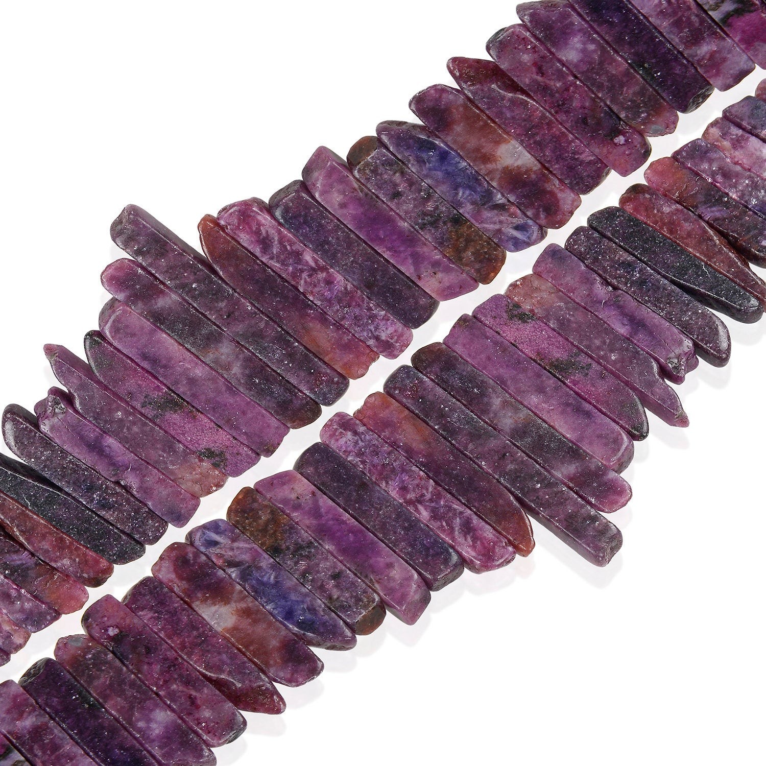 Purple Lepidolite Graduated Stick Beads Size Approx 30mm to 70mm 15.5″ Strand