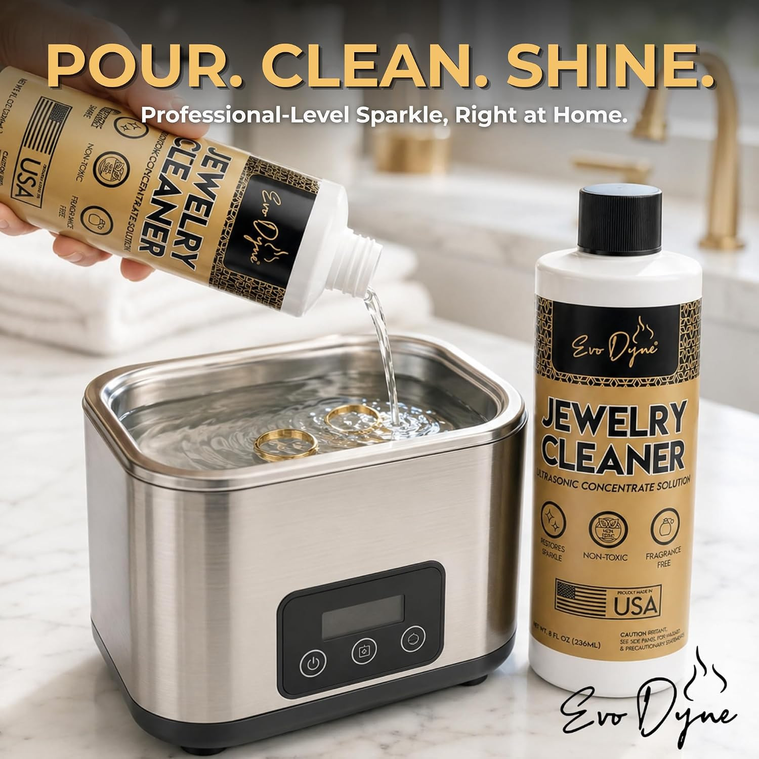 Evo Dyne Ultrasonic Jewelry Cleaner Solution 8 Oz Concentrated Formula | Ultraso
