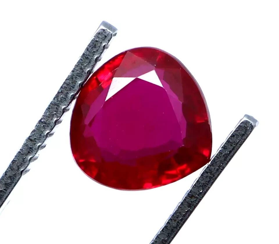 Natural Red Ruby Pear Cut 4.30 Ct Certified Loose Gemstone With Free Gift