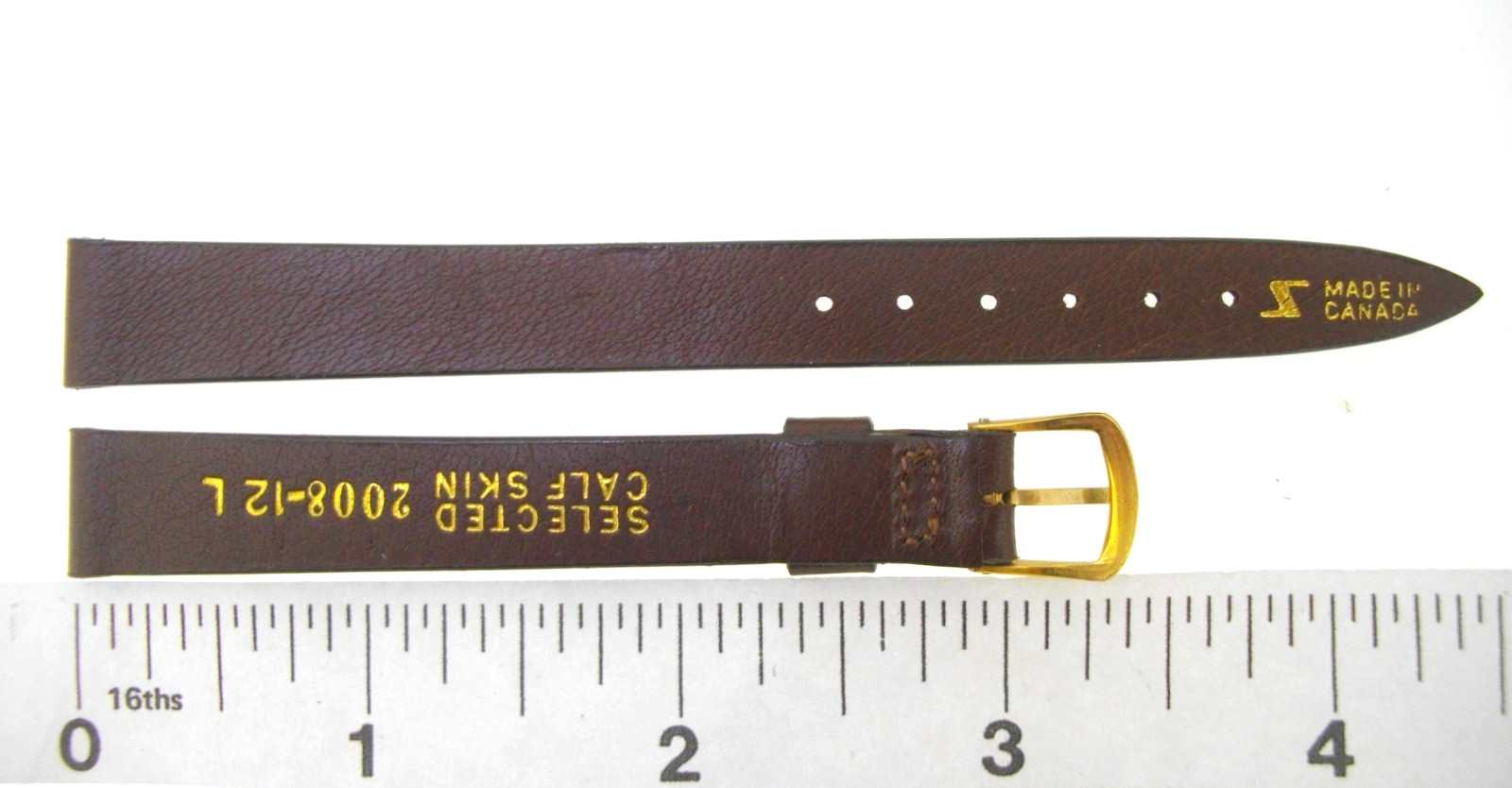Watchband Stylecraft 12 mm Long Brown SELECTED CALF SKIN leather watch strap