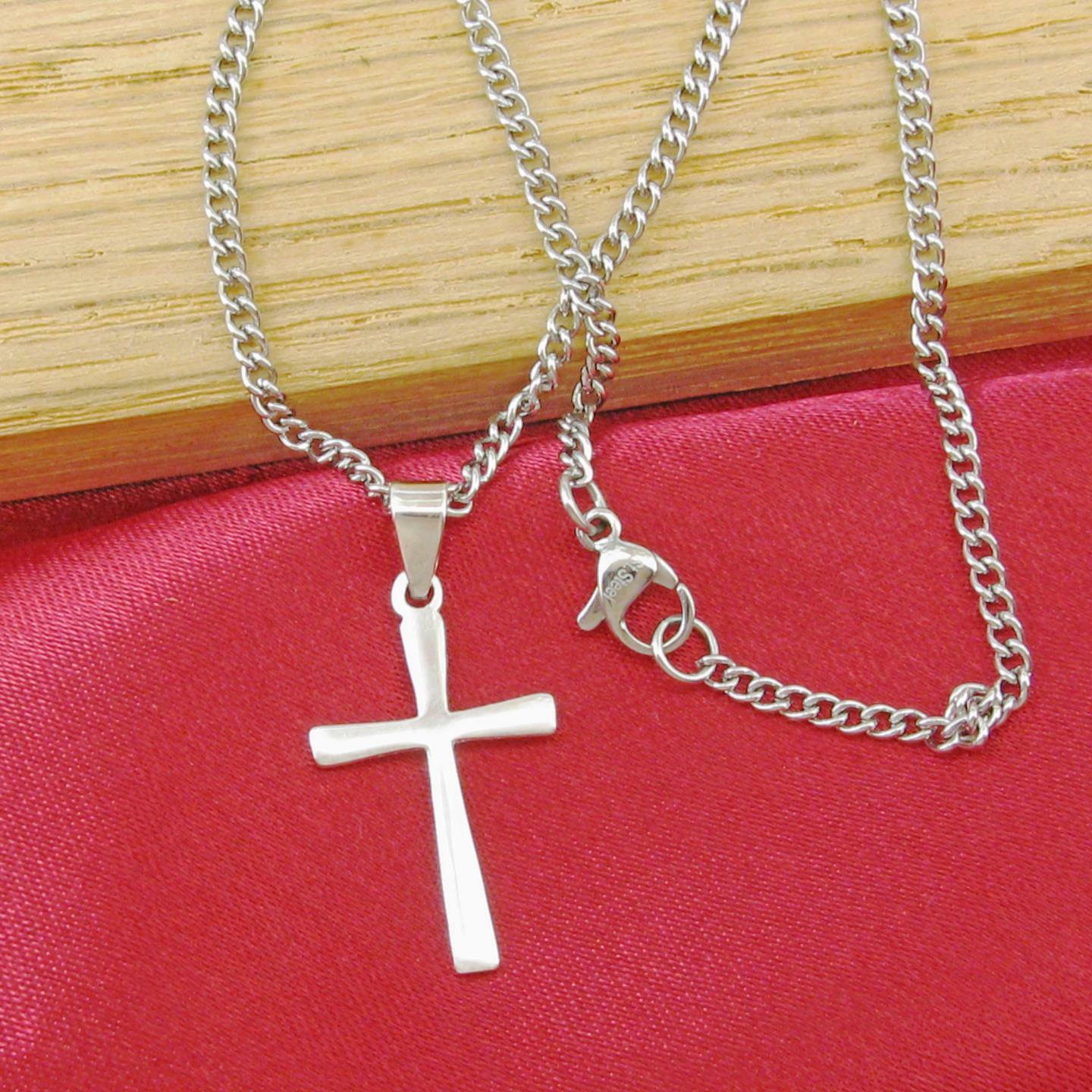 Tapered Cross Pendant; 925 Sterling Silver – Choice of Chains