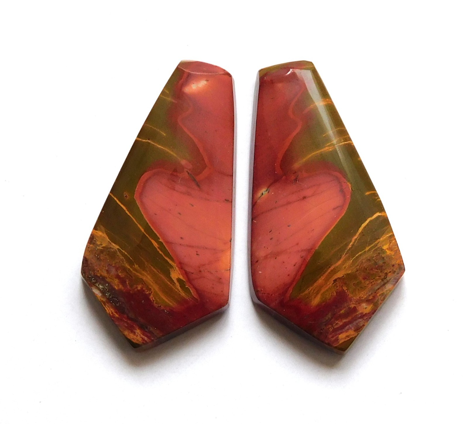 28.40Cts Natural Cherry creek Jasper(29.6mmx15.2mm each)Cabochon Match Pair YA34