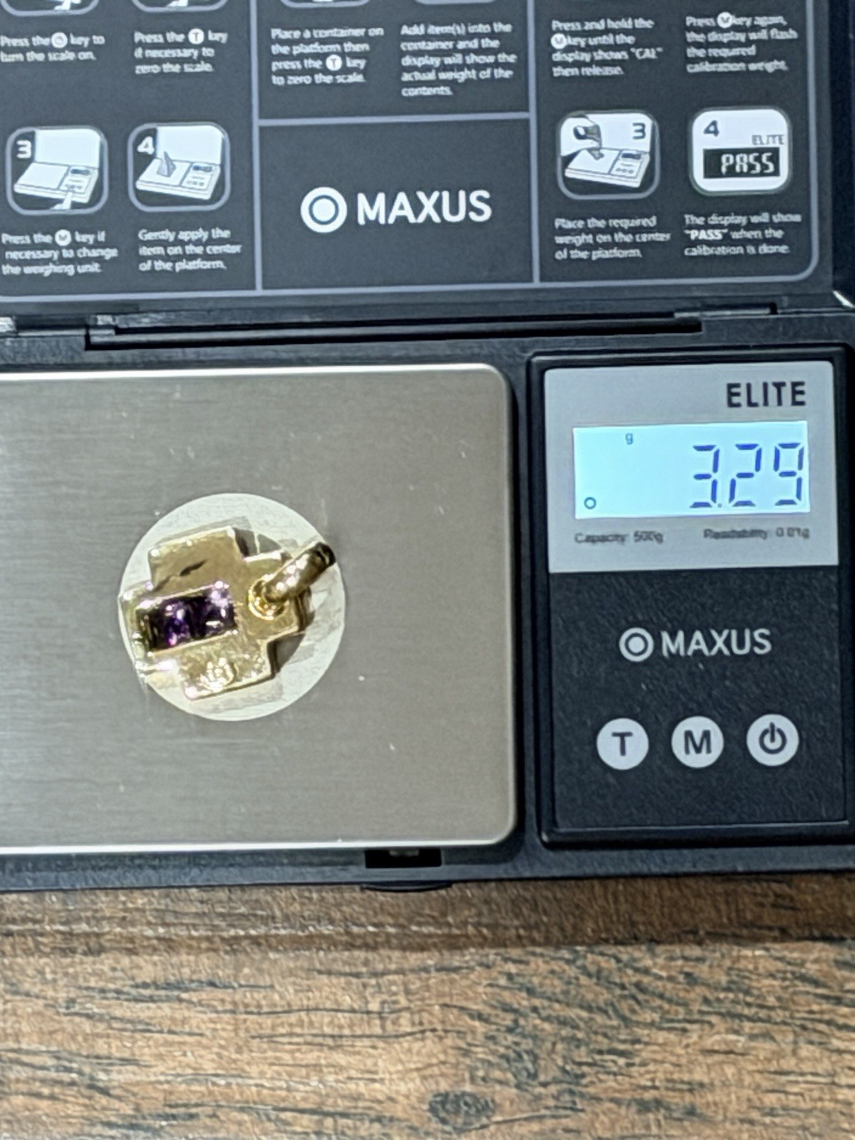 Amethyst Yellow Gold Puffy Cross 14k 3.29 Grams From AND ITALY