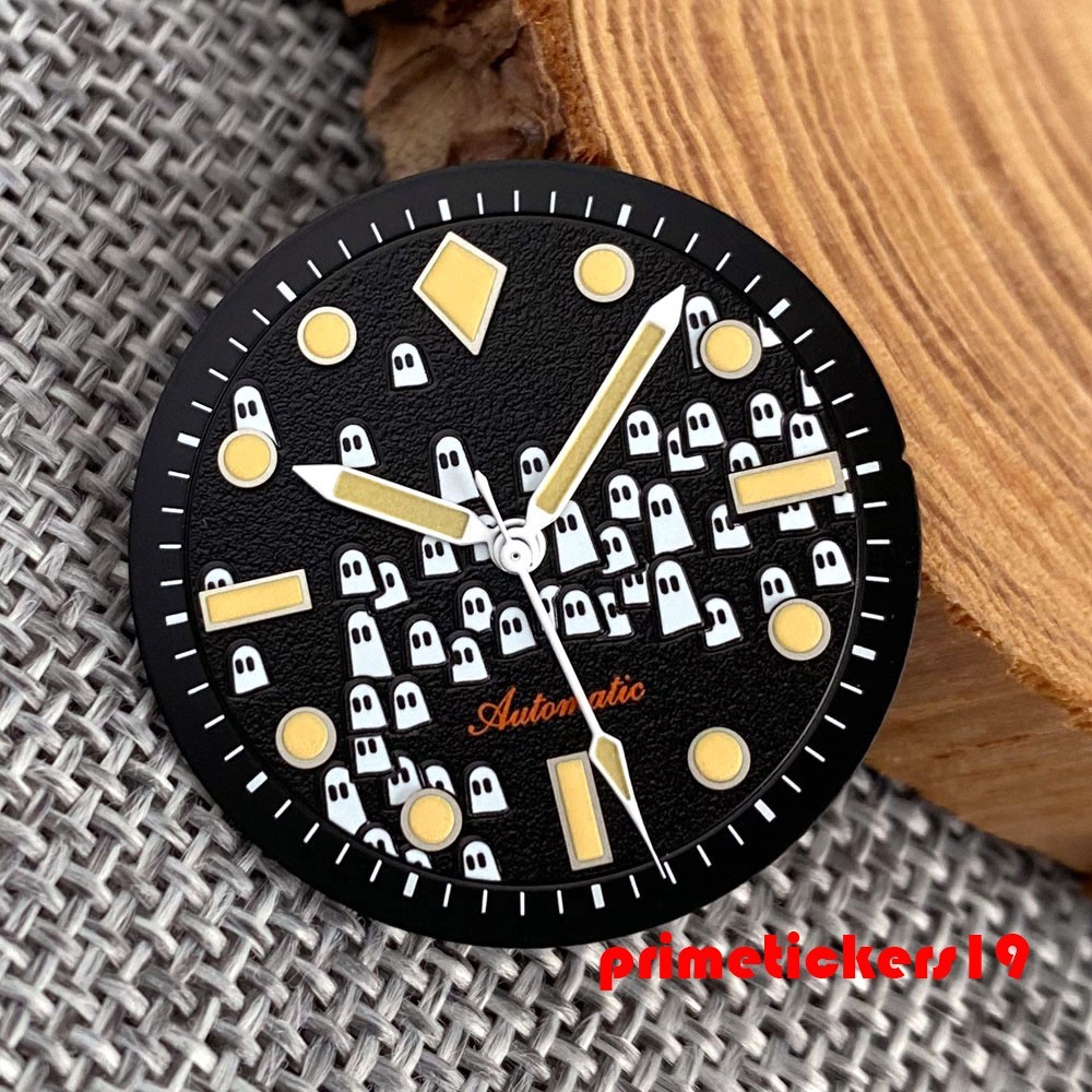 29mm Hallowmas Ghost Watch Dial Luminous Fit NH35 NH36 NH38 Movt Wristwatch Face