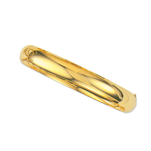14k Yellow Gold 7″ Shiny Bangle Hinged Bracelet 8mm, 5/16 “, 9 grams