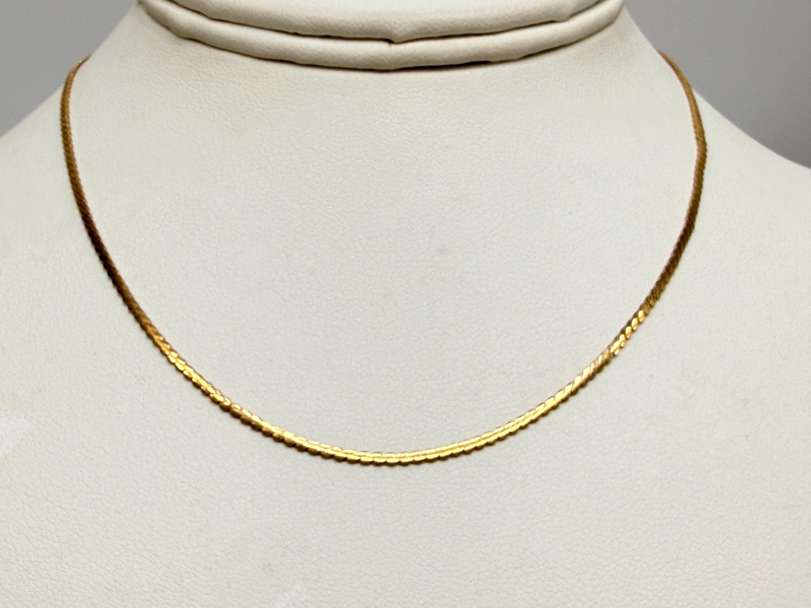 Vintage Signed Monet Necklace Dainty Herringbone Chain 15 inch Estate Jewelry
