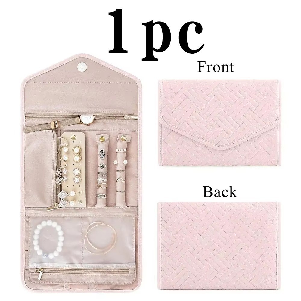 Jewelry Organizer Roll Travel Case Folding Pouch Bag 45cm/17.7″ Magnetic Closure