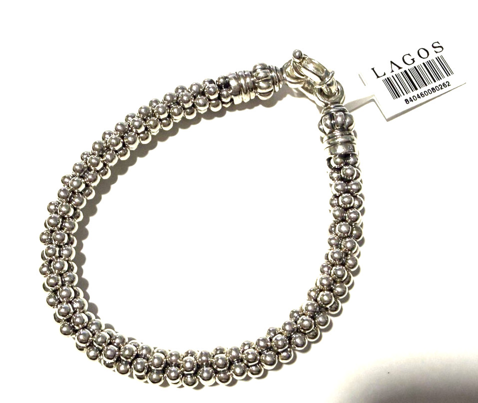 LAGOS Bold Caviar 7mm Rope Bracelet in Sterling Silver MEDIUM 7 NEW $650.00