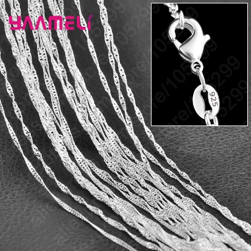 10PCS 925 Sterling Silver Necklace Chains 16-30 Inch Lobster Clasp Jewelry Makin