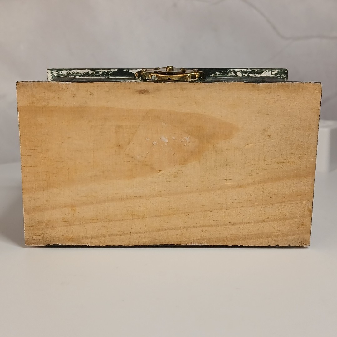 Mini Wooden Antique-Style Trinket Jewelry Storage Toys Box 3.75 In