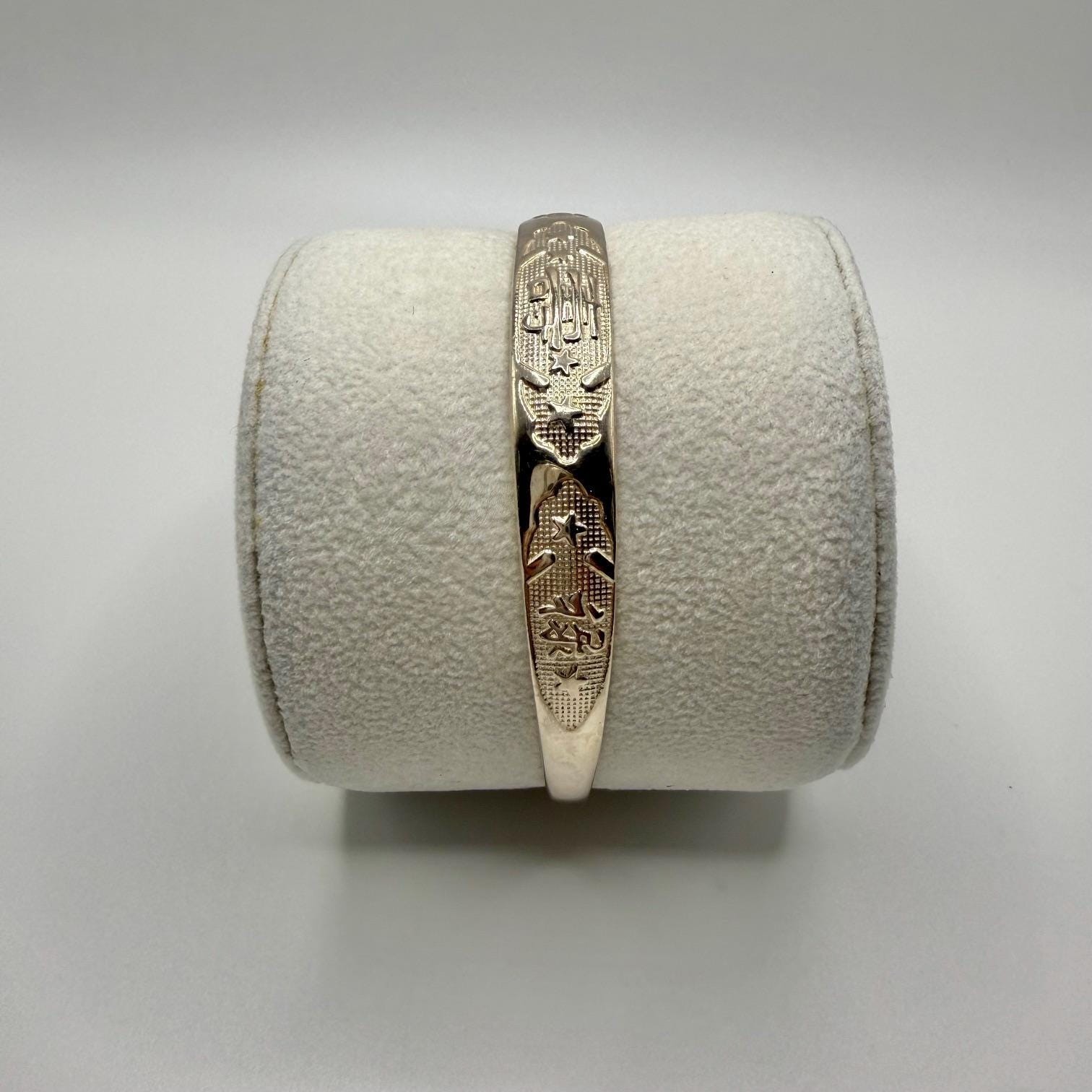 Chinese 925 Sterling Silver Adjustable Engraved Bangle Bracelet