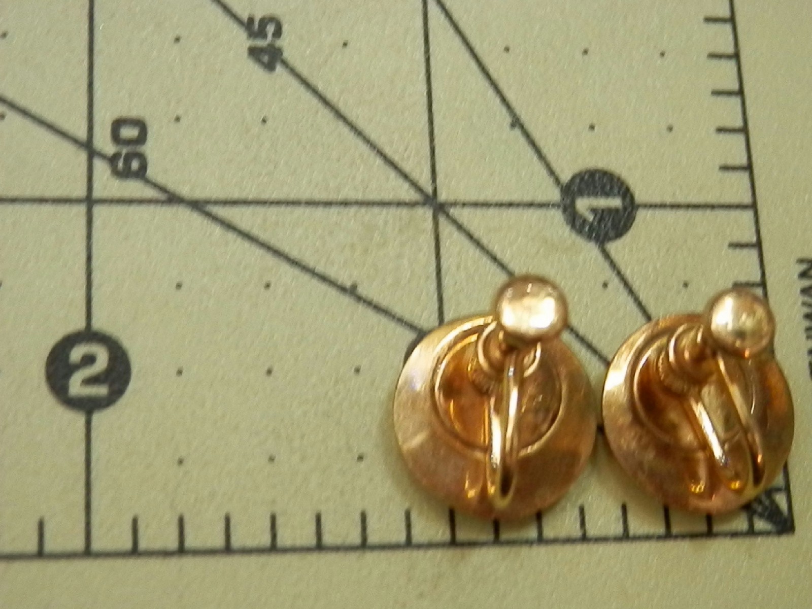A&S Signed 12K Gold Filled Vintage 50’s Onyx Earrings 34F5