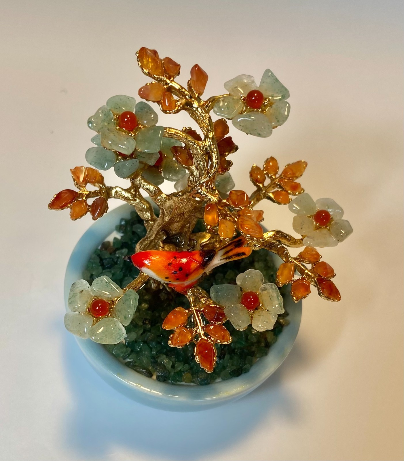 AUTHENTIC SWOBODA GEM TREE ~ AVENTURINE, CARNELIAN, BIRD ON TREE ~ STUNNING!