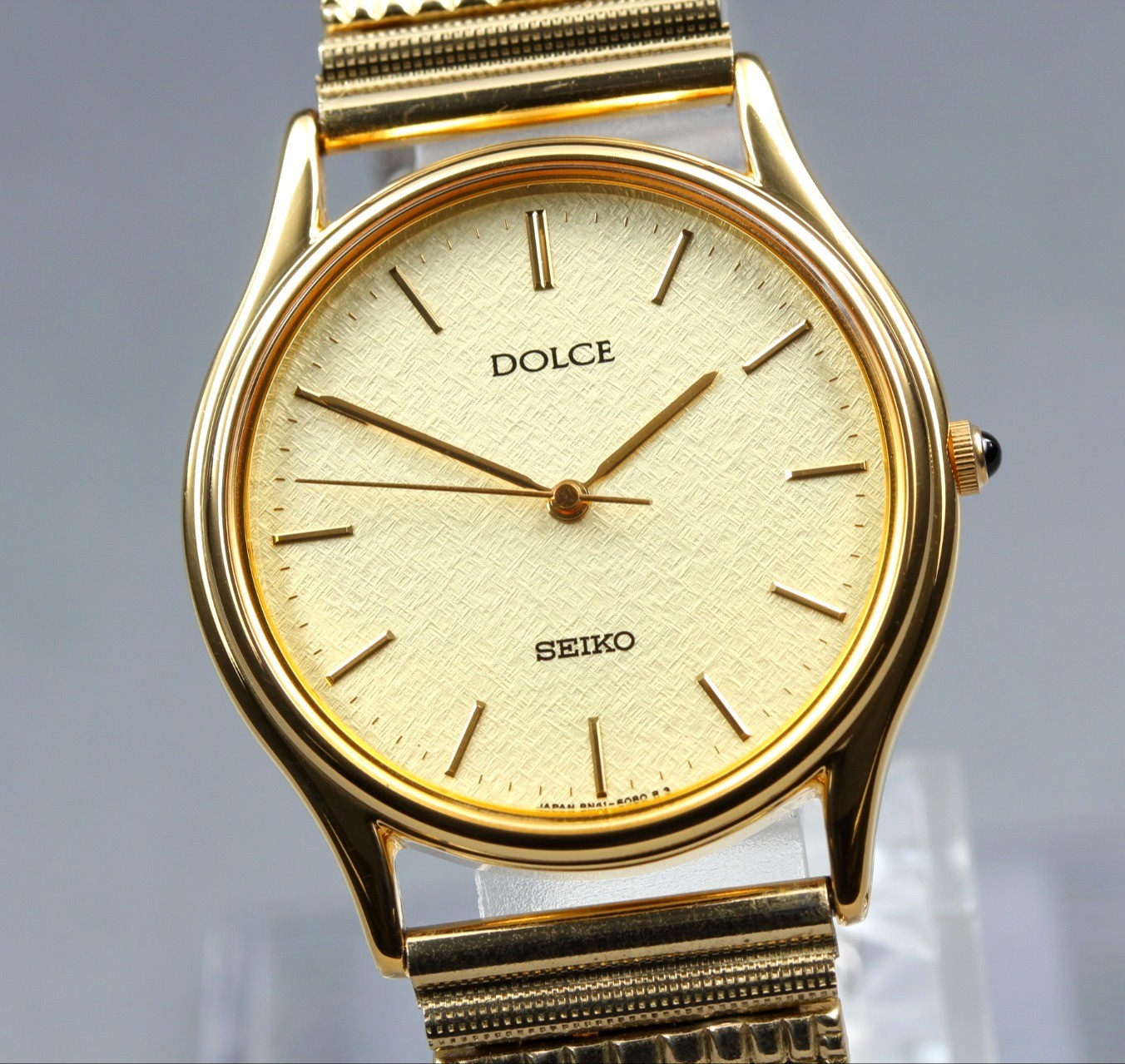 1994 [MINT] Seiko Dolce 8N41-6060 32mm Champagne Gold Round Bangle Mens Qz Watch