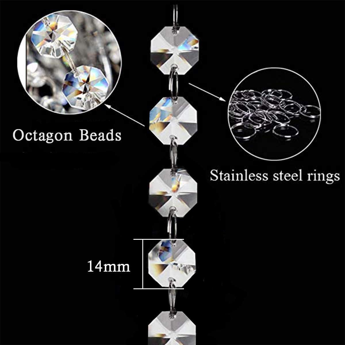 99Ft Acrylic Crystal Garland Strands – Hanging Chandelier Gem Bead Chain – 14Mm