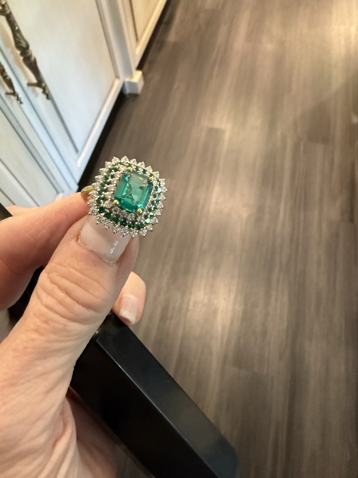 Princess Cut 3.10ct Lab Created Emerald 935 Argentium Silver Ring