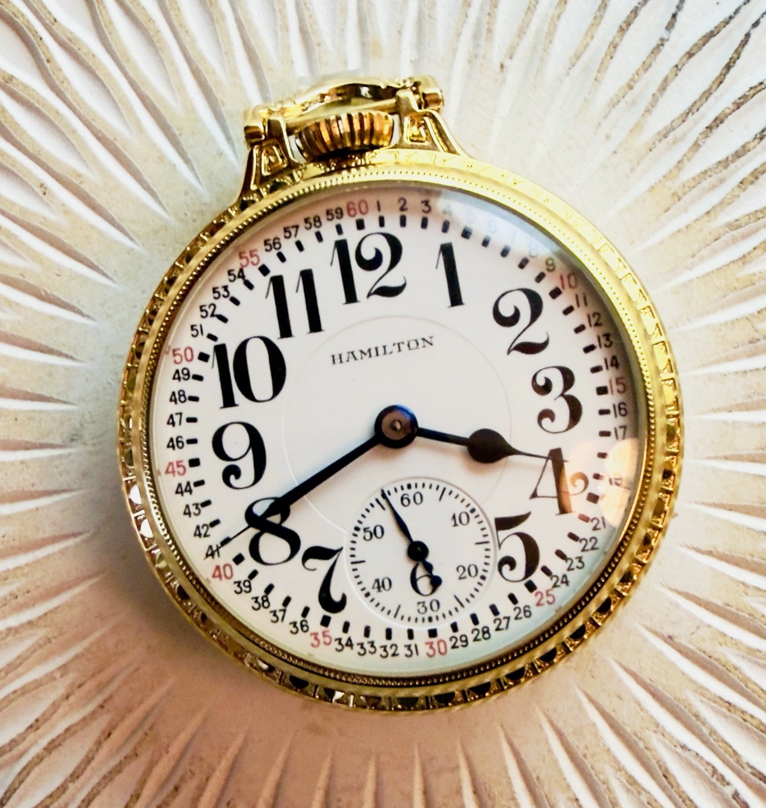 WOW 1952 Hamilton 16S 23J Grade 950B Display Mainliner Pocket Watch Great Runner