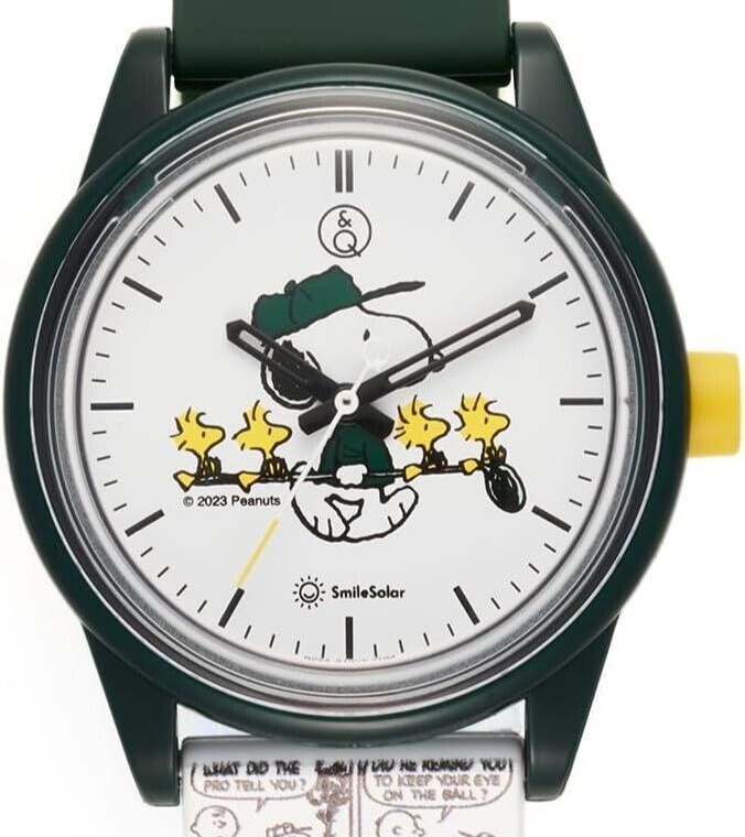 CITIZEN Q&Q Snoopy Woodstock Peanuts Golf Watch R02A-510VK Green Solar Power