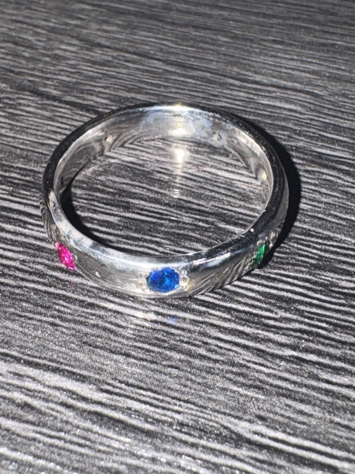 Men’s Platinum Band Filled With Ruby, Sapphire, Emerald, and Diamonds