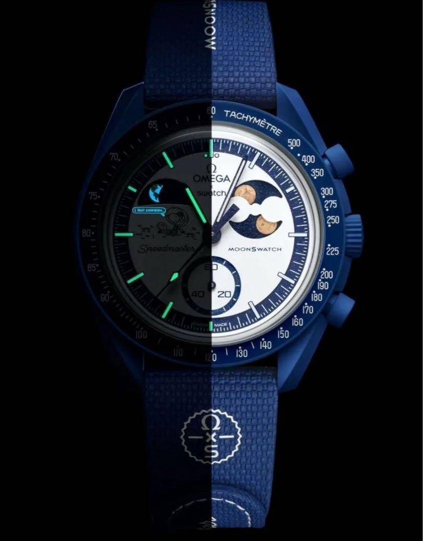 NEW omega x swatch MISSION TO EARTHPHASE MOONSHINE GOLD Snoopy SO33N701L