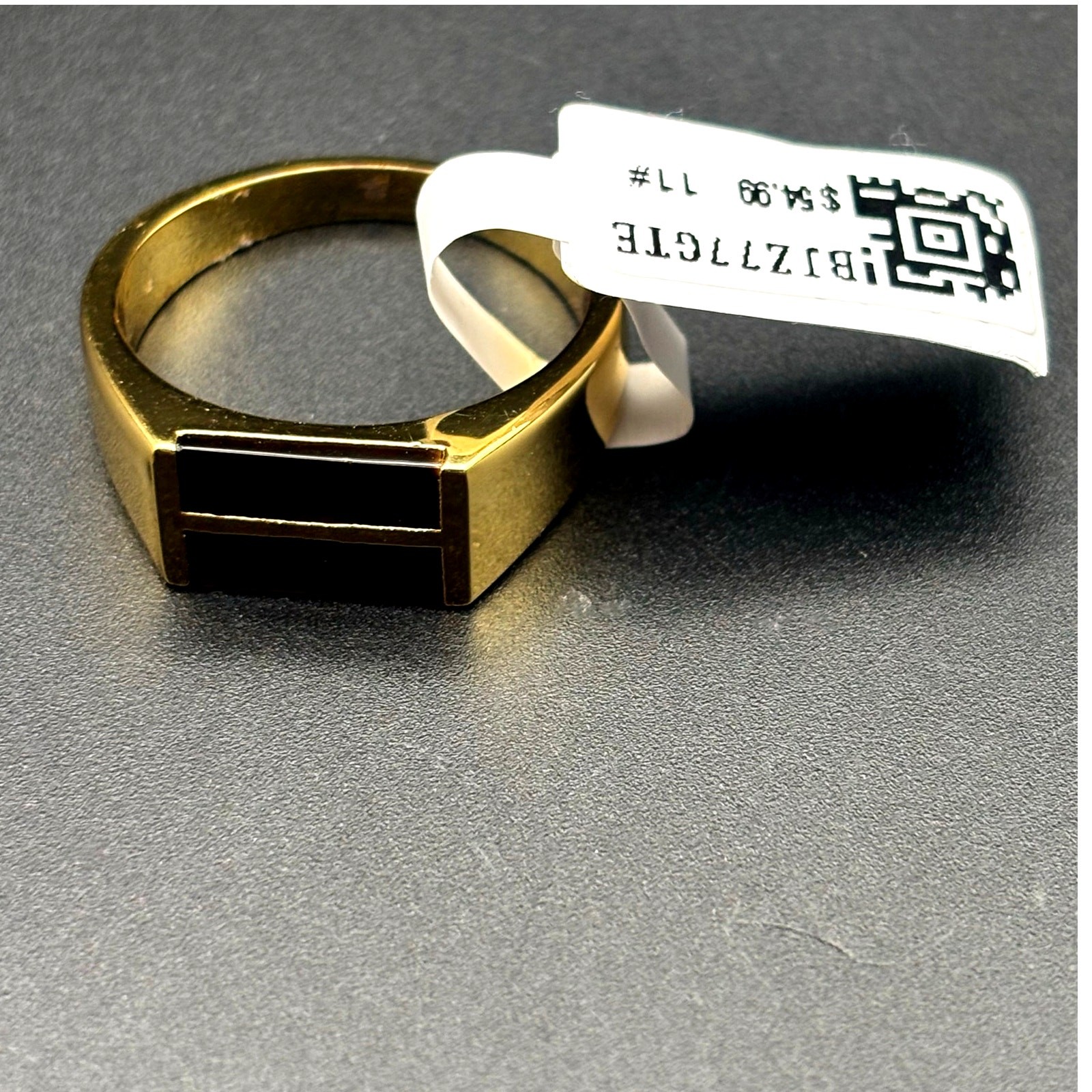 Blackjack BJZ77GTE Men’s Gold Stainless Steel Tiger Eye Bar Ring SZ # 11 NIBWT