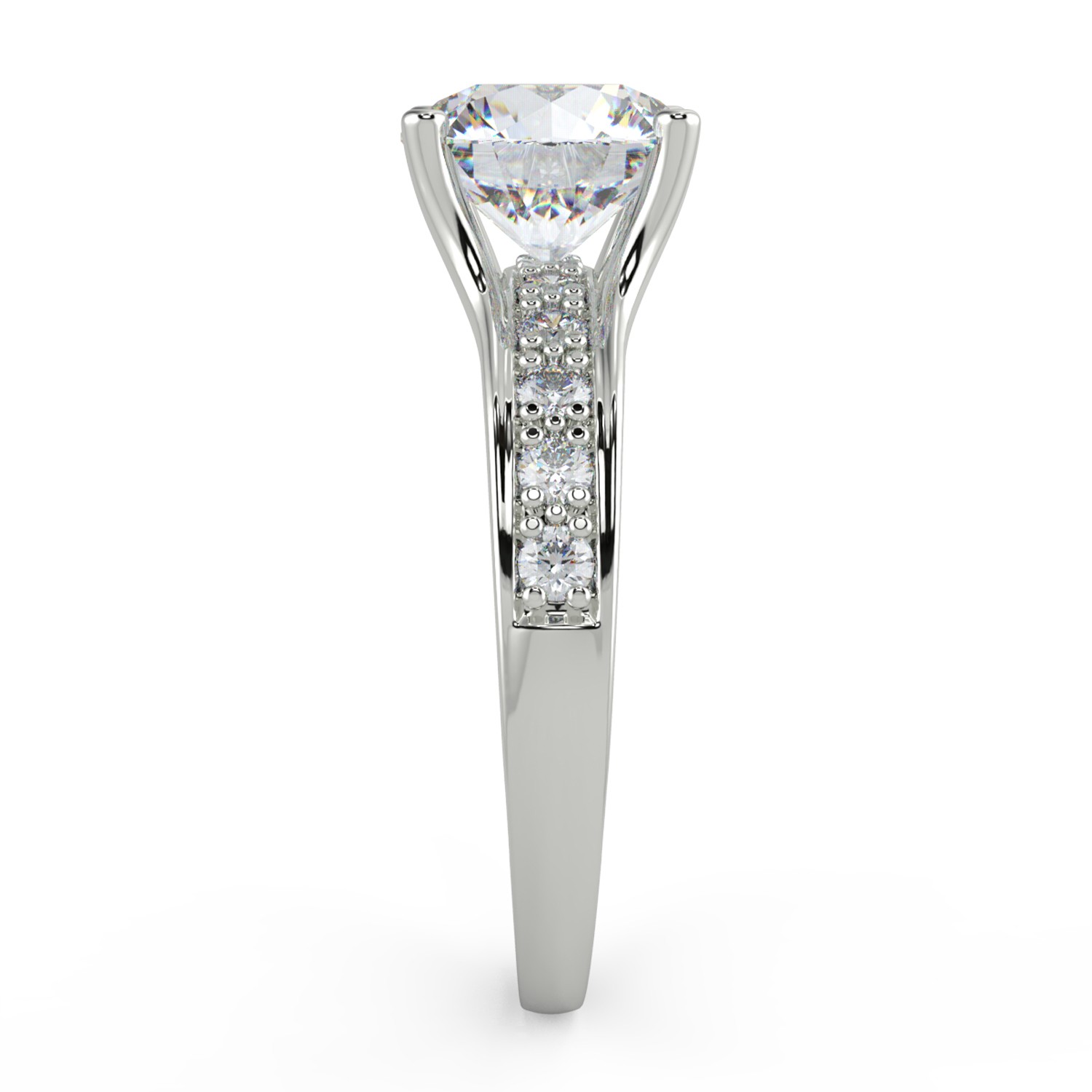 1.83 Ct Round Cut VS1/E Solitaire Pave Diamond Engagement Ring 14K White Gold
