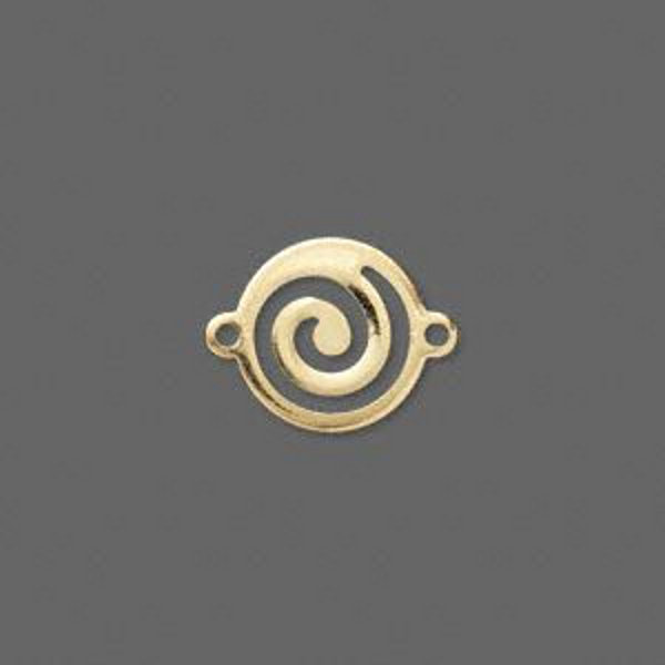Gold Spiral Links Round Swirl Finding 17mm Jewelry Lot of 10