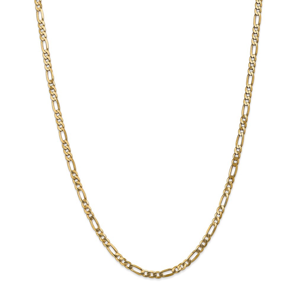 14k Yellow Gold 4mm Flat Figaro Link Chain Necklace 16 Inch ~