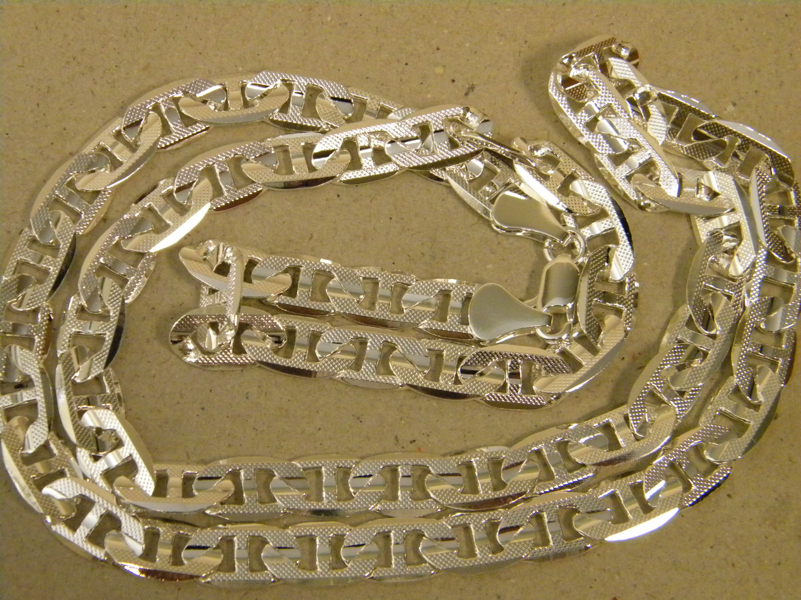 Lady’s Men’s Silver Plated Mariner Chain Necklace 24 30in Inch Long 9mm Wide